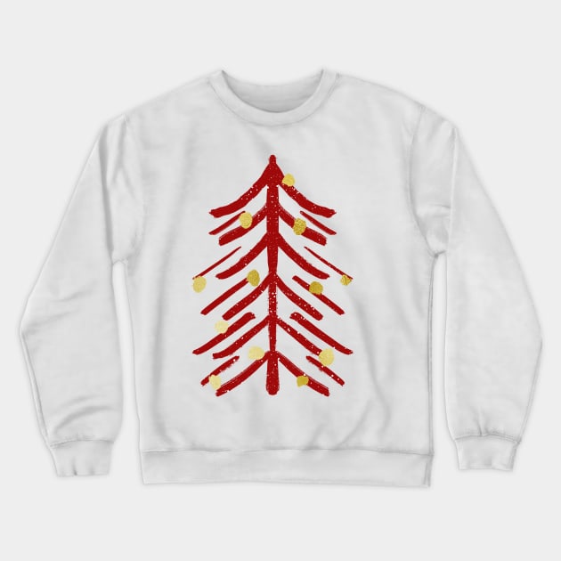 Red and gold spiky Christmas tree Crewneck Sweatshirt by Home Cyn Home 